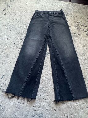 Express Black Wide-Leg Split-Front Jeans for Women